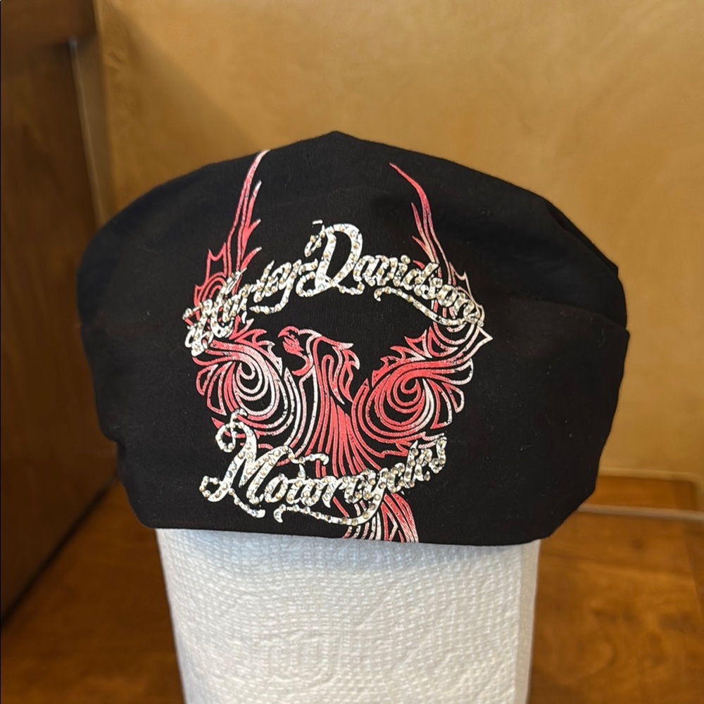 Harley-Davidson Black headband with Pink and White Design